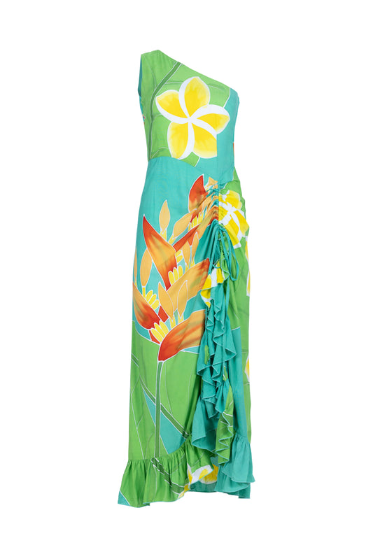 Teal Green Aloha Sarong Dress